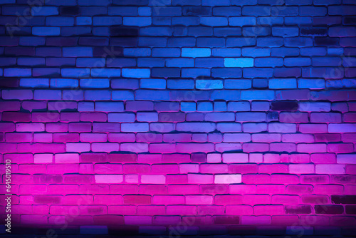 Brick Wall In Pink Glow Neon Colors