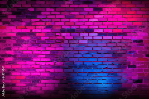 A Brick Wall With A Blue Light In The Middle