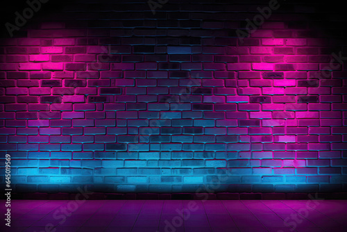 Billede på lærred Brick Wall In Raspberry Rave Neon Colors