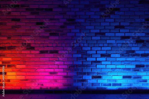 Brick Wall In Sky High Neon Colors
