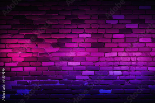 Brick Wall In Purple Haze Neon Colors