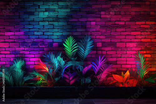 Brick Wall In Tropicana Neon Colors photo