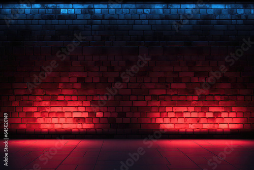 Brick Wall Glowing In Neon Shades Of Red