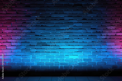 Brick Wall In Atomic Blue Neon Colors