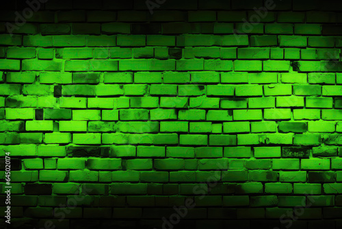 Brick Wall In Acid Green Neon Colors