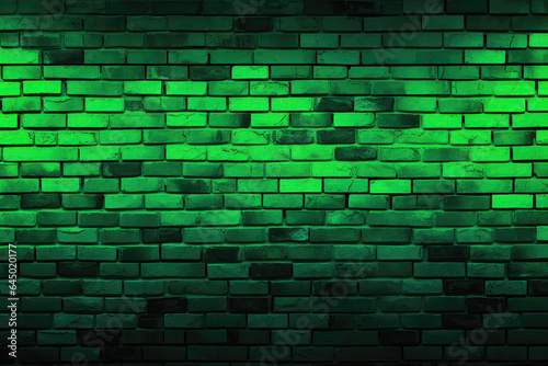 Brick Wall In Bright Green Neon Colors