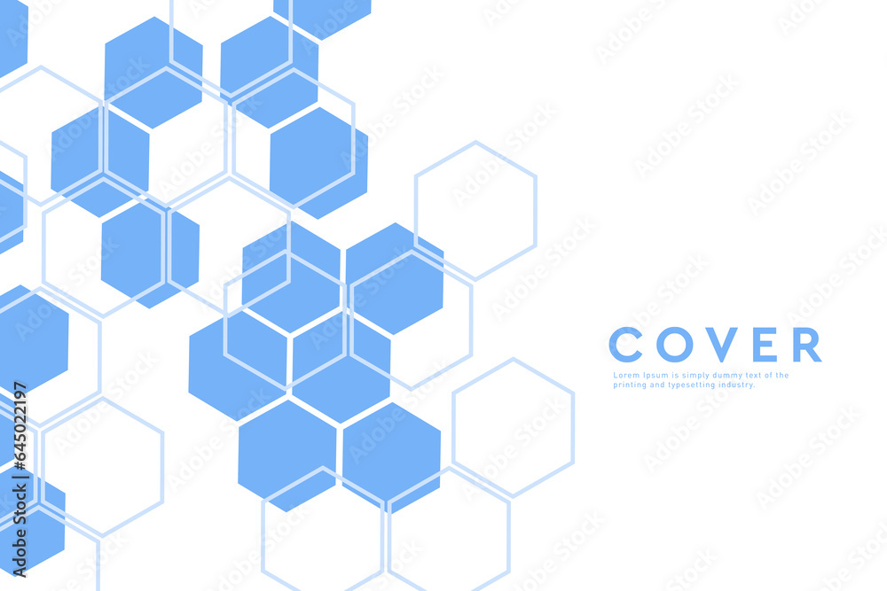 Obraz premium Pattern Lines Hexagon in Blue Colors. Backdrop Geometric Seamless Honeycomb for Advertising, Poster, Banner, Cover. Vector illustration for Technology, Science, Medicine.