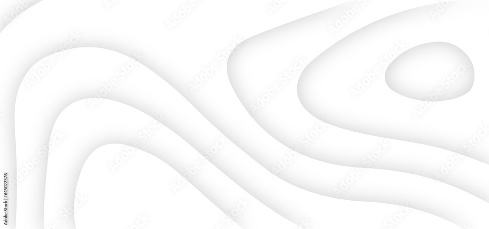 abstract curve line white background. Soft smooth lines curving abstract white paper cut banner. Geometric layered curve line white vector background. White waves decorative papercut design.