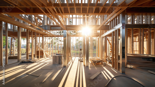 New building construction framing.