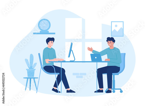 Coworking space concept flat illustration
