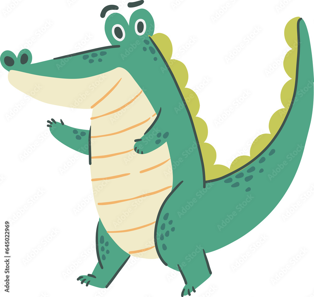 Obraz premium Crocodile . Cute cartoon characters . Hand drawn style . PNG .