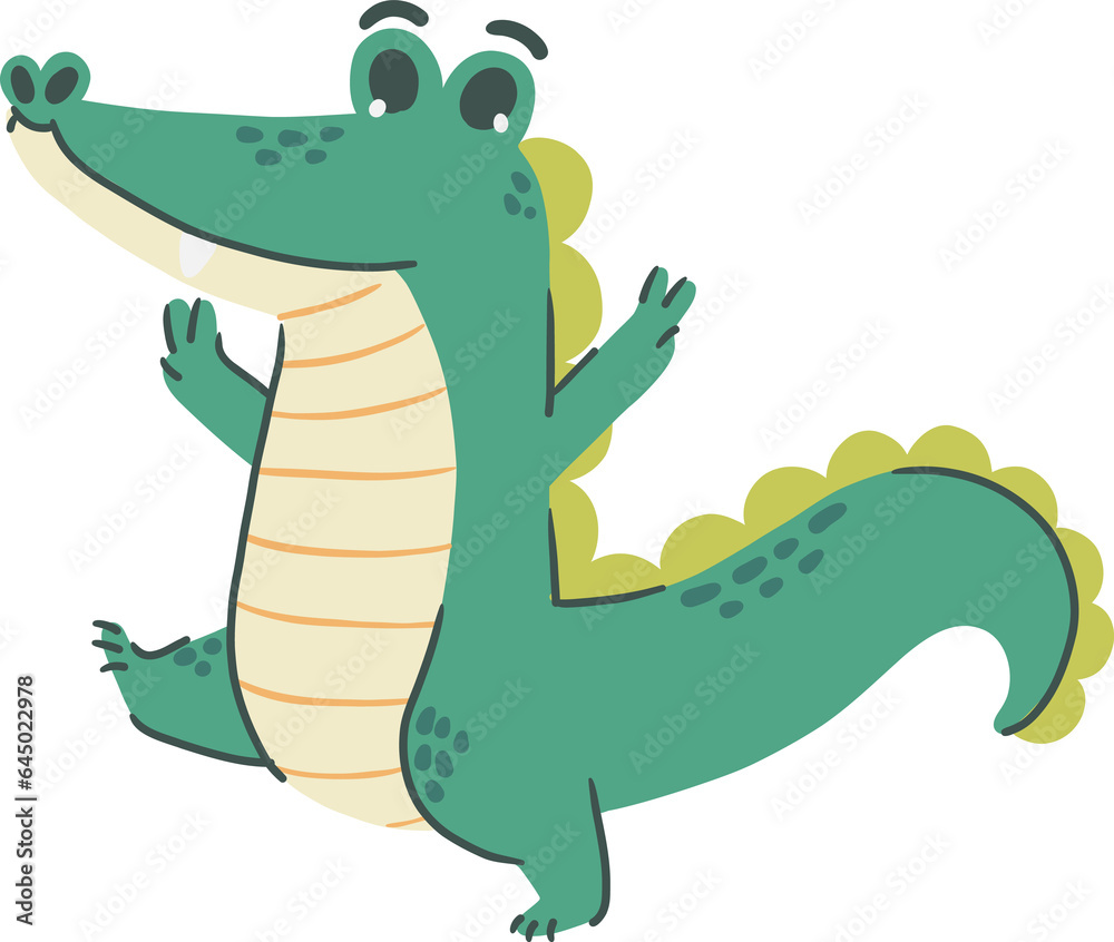 Obraz premium Crocodile . Cute cartoon characters . Hand drawn style . PNG .