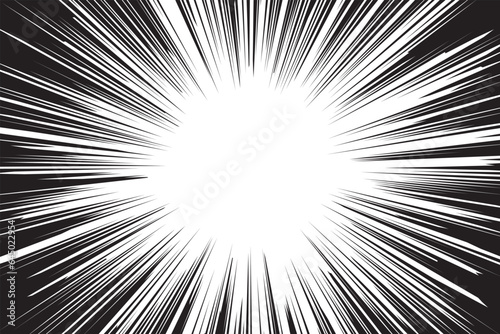 モノクロの集中線2、漫画効果のベクター背景素材