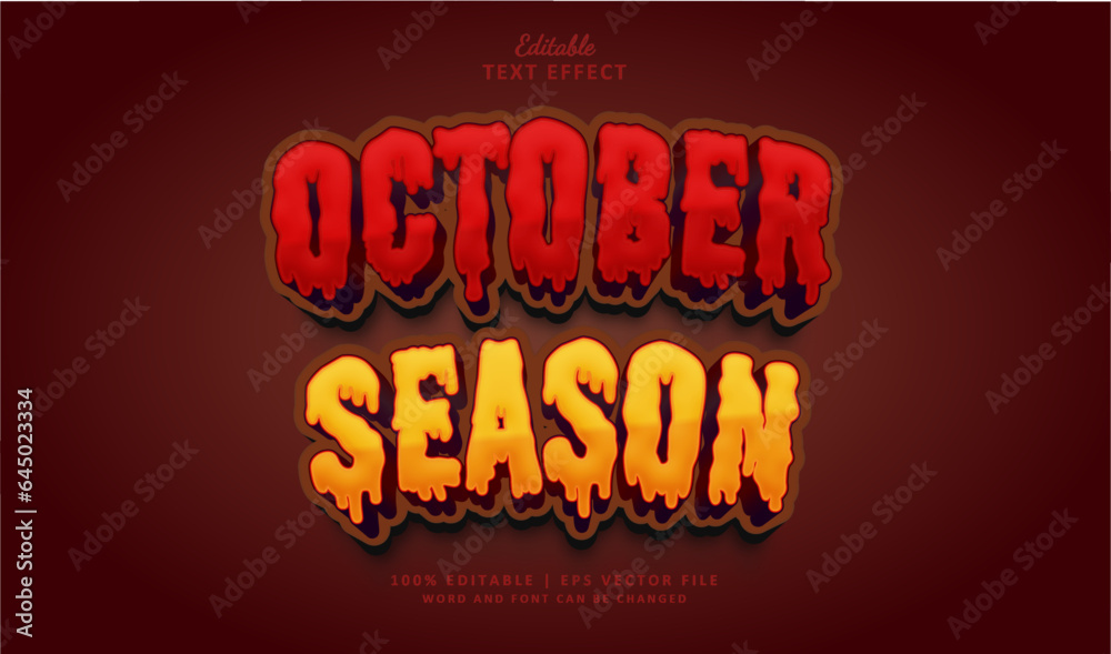 October Season Text Effect Style. Editable Text Effect Theme Season.
