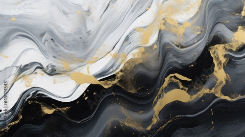 Black grey swirls gold painted splashes abstract marble marbled ink painted painting texture luxury background banner