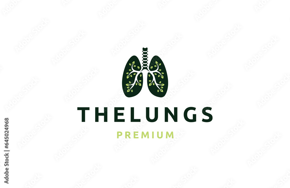 Green leaf lungs care logo design template flat vector Green leaf lungs care logo design template flat vector