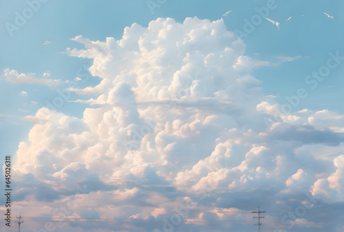 The background of sky and clouds In shades of pastel blue tones. The sky is bright, free and beautiful. © Nitiphonphat