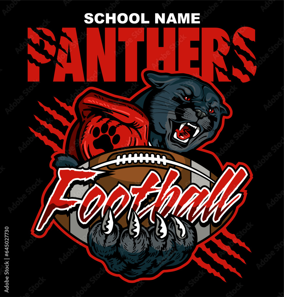 Obraz premium panthers mascot holding football for school, college or league sports