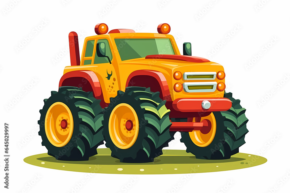 Obraz premium red tractor on white