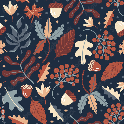 Autumn Leaves Seamless Pattern (ID: 645030376)