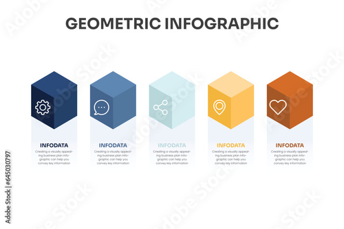  Template for Geometric infographic Presentation for 5 element