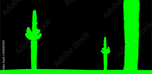 mano, árbol, naturaleza, ilustración, vector, cactus