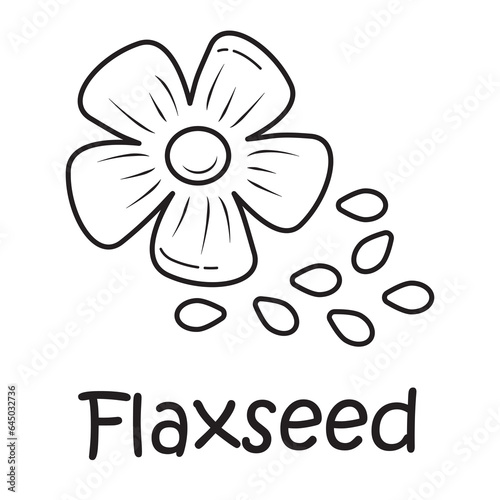 Badge flaxseed with the inscription. Vector image, eps