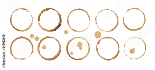 Vector coffee cup stains, Isolated On White Background, tea ring stamps Illustration