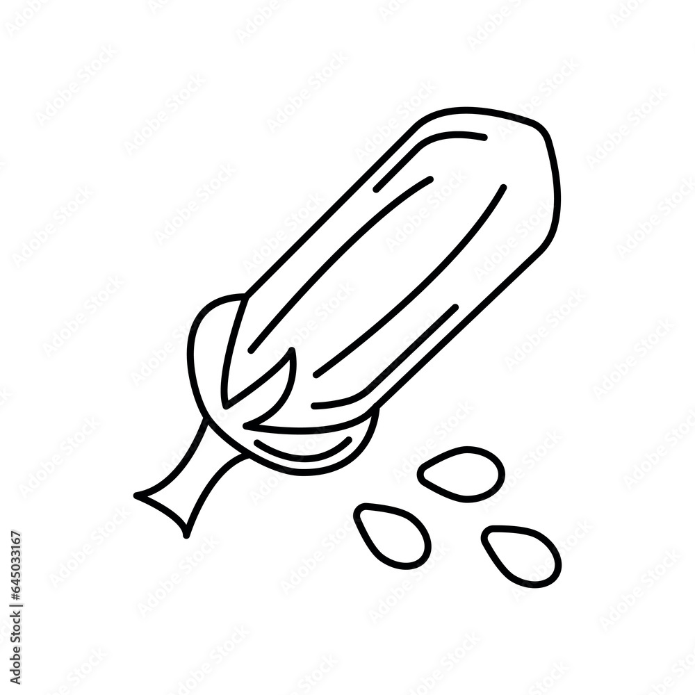 Black and white image of a sesame. Vector image, eps