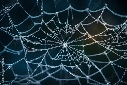 A detailed image of a close-up of a dew-covered spiderweb (6)