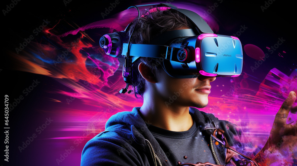 gamer vr play action profile with light painting gamer vr play action profile with light painting