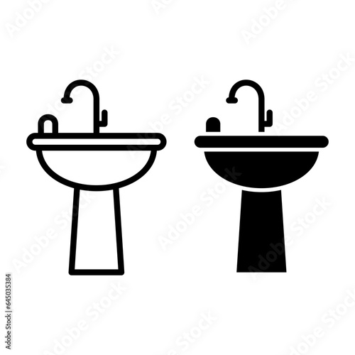 sink, washbasin, washbowl, washstand, washing stand  Icon Logo Design Vector Template Illustration
