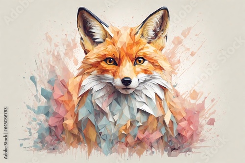 illustration of a fox pastel tetradic color. ai generative