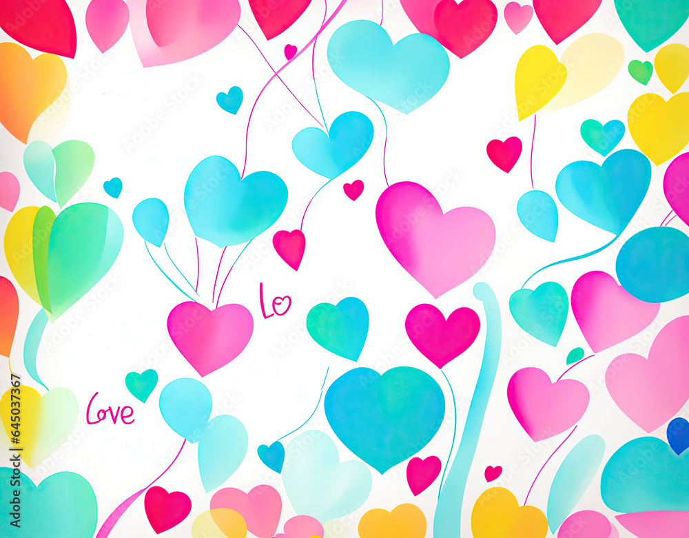 Pattern of multi-colored hearts. Love in multicolored lines.