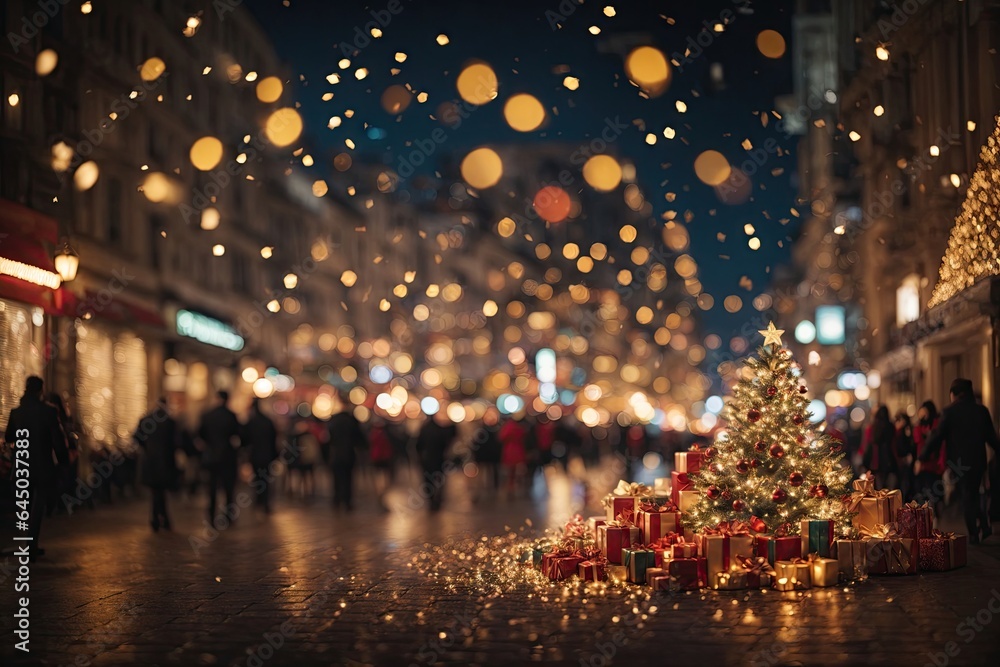 christmas night in the city. ai generative