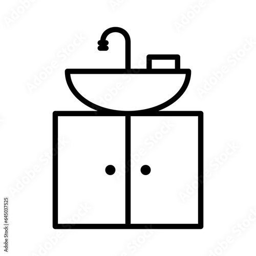 sink, washbasin, washbowl, washstand, washing stand  Icon Logo Design Vector Template Illustration