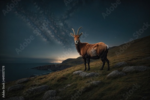 mountain goat in natural environment. ai generative photo