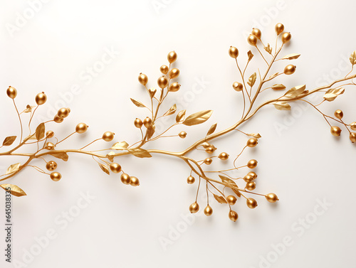 Christmas gold leaves and branches decor
