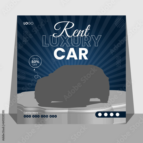 creative Luxury rent car social media post advertising banner template. Usable for social media, story and web internet ads