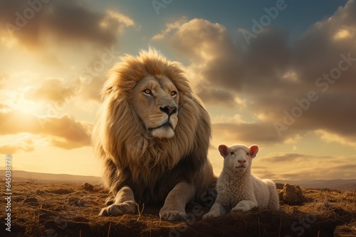 a lion and a lamb living in harmony. Strength and Power. Lion of Judah