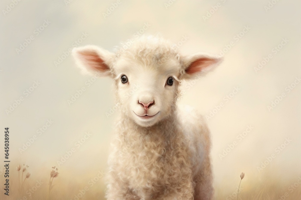Adorable lamb artwork for nursery walls. Ideal for nursery decor. Generative AI