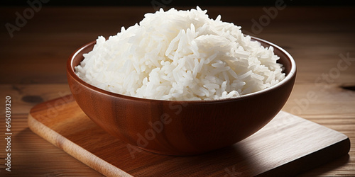 Food dish asian rice traditional white cooked diet steamed grain healthy bowl