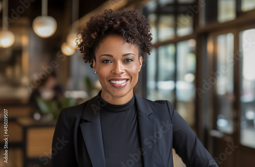 Professional African American woman in black business attire.
