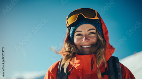 Woman in the ski resort. Generative Ai