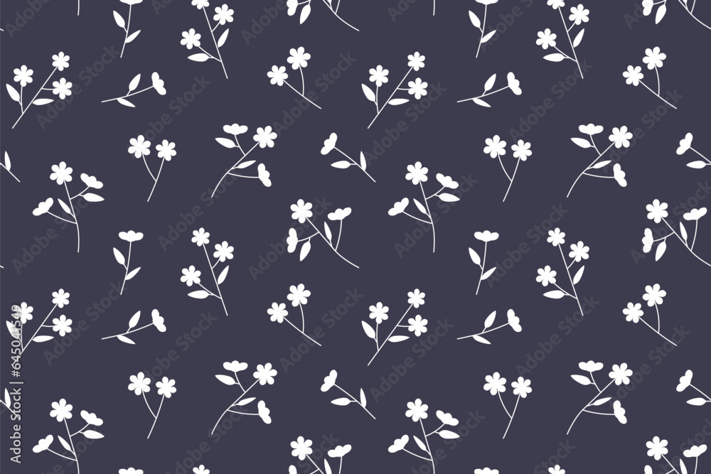 Fototapeta premium white flowers seamless pattern; obituary, funeral, loss, mourning concept- vector illustration