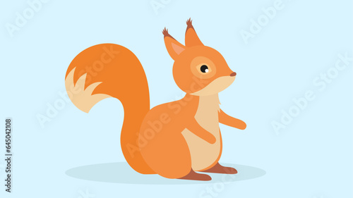 Squirrel. Cute cartoon character. Vector illustration in flat style