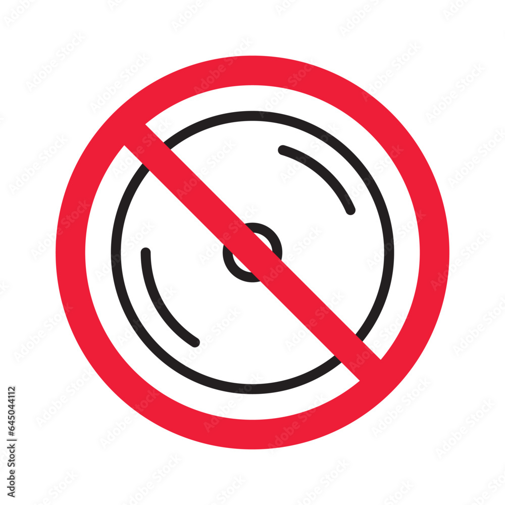 Prohibited CD vector icon. No DVD icon. Forbidden compact disc icon. No disc vector sign. Warning, caution, attention, restriction, danger flat sign design. DVD symbol pictogram Prohibited CD vector icon. No DVD icon. Forbidden compact disc icon. No disc vector sign. Warning, caution, attention, restriction, danger flat sign design. DVD symbol pictogram