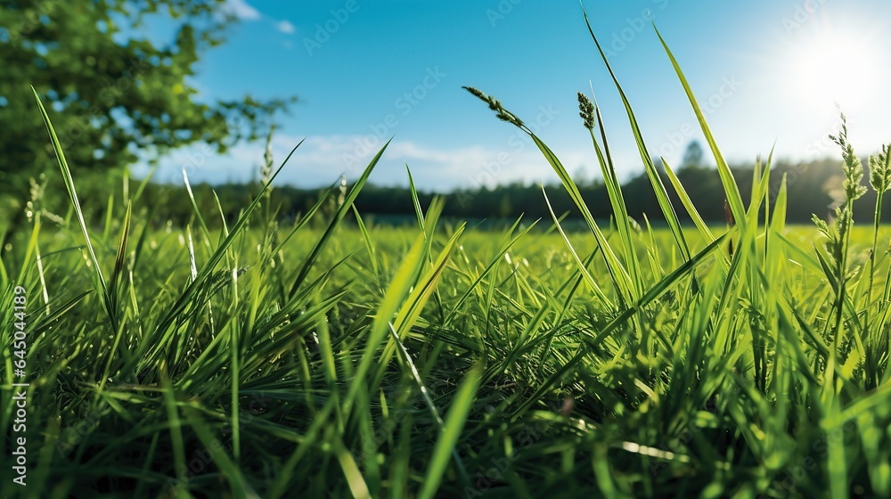 Fototapeta premium Close View of Green Grass