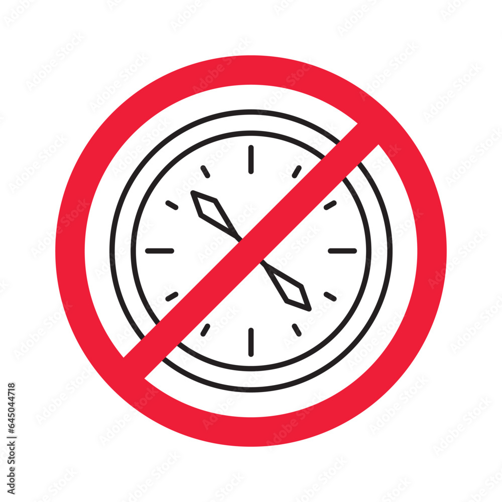 Prohibited compass vector icon. No compass flat sign design. Forbidden compass icon. Warning, caution, attention, restriction, danger symbol pictogram Prohibited compass vector icon. No compass flat sign design. Forbidden compass icon. Warning, caution, attention, restriction, danger symbol pictogram