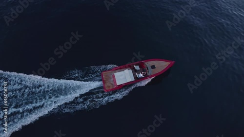 Wallpaper Mural Luxury motorboat sails on the blue ocean, white footprint on the water. Torontodigital.ca